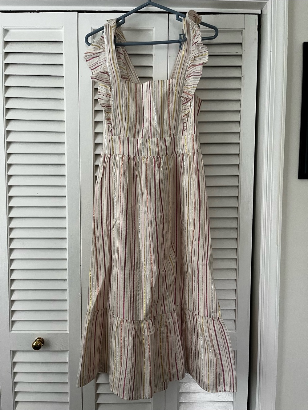 Loft cream maxi dress with Pink & Yellow Stripes